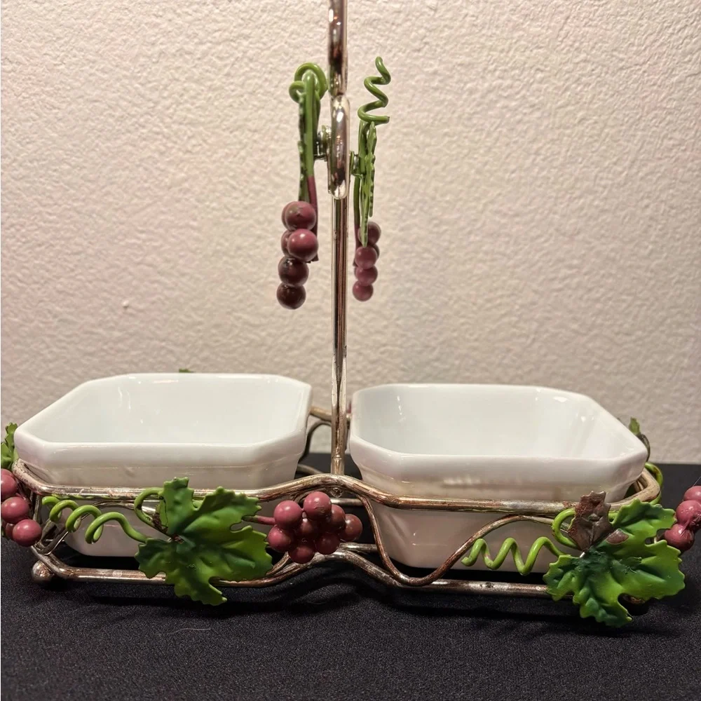 Vintage Mikasa Gem Relish Nuts Olives Caddy Grape Clusters Elegant Serving Set